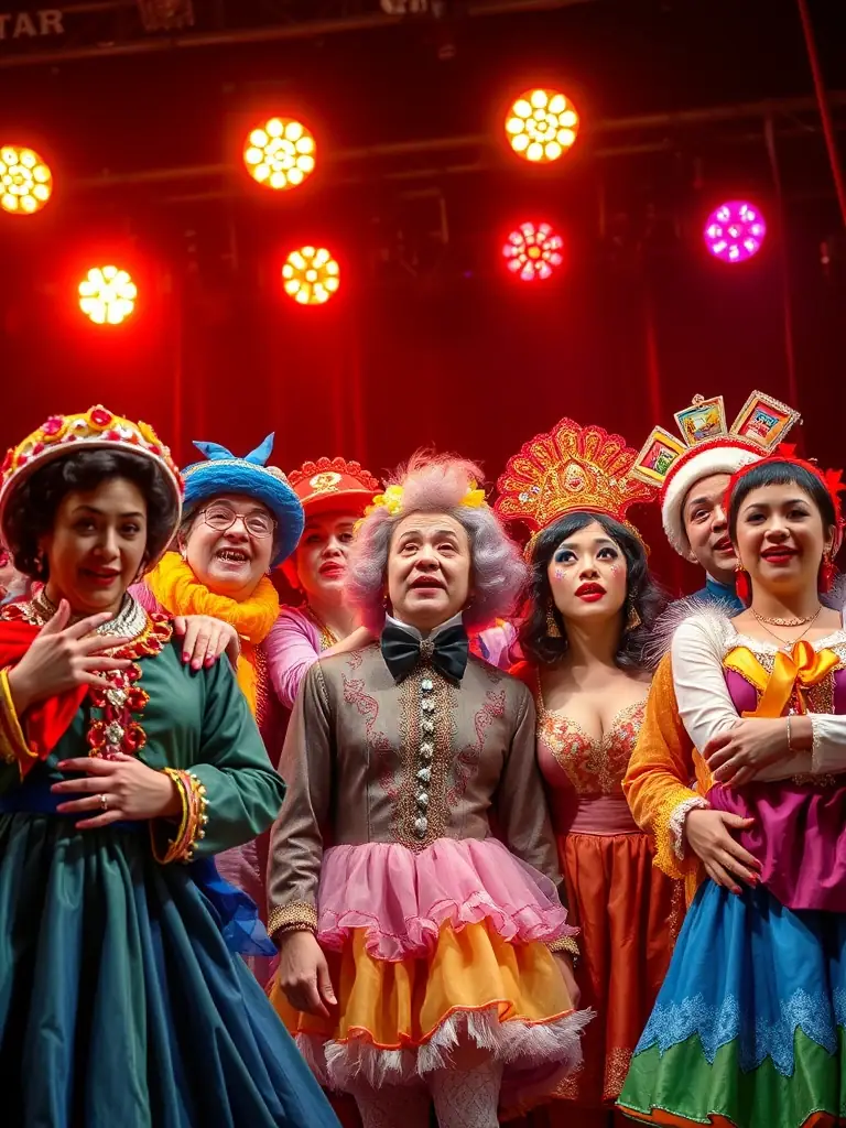 A dynamic shot of a theatrical performance in Saint-Aigulin, featuring actors in costume on stage, conveying the energy and storytelling of live theater.